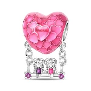 Heart Charm with Pink and Silver Accents